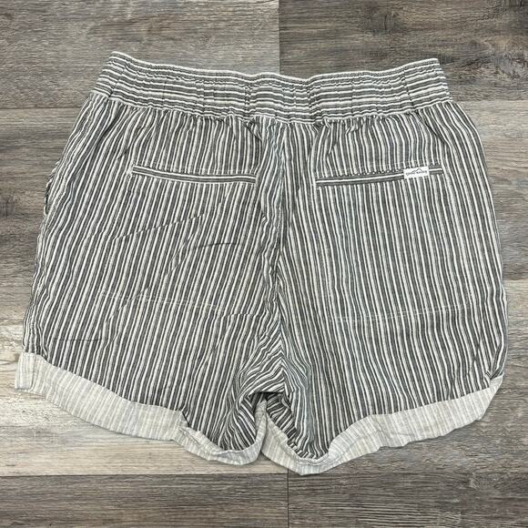 Eddie Bauer Briar White Black Womens Small Striped‎ Linen Blend Pull On Shorts - Picture 2 of 11